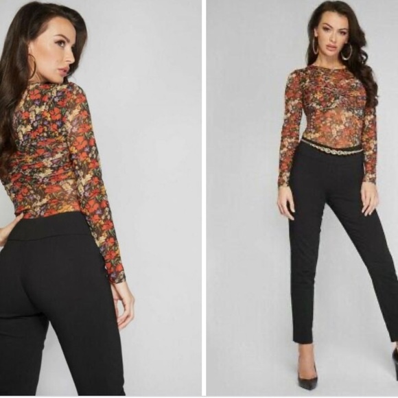 Marciano Guess Sheer Ditsy Floral Bodysuit - Picture 1 of 9